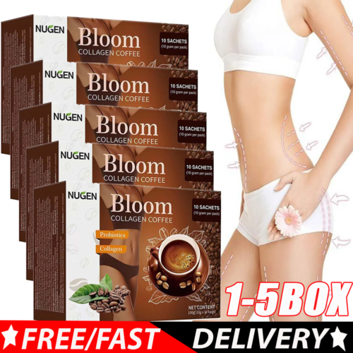 10-50 pièces NUGEN Bloom collagène café pur café biologique faible teneur en calories sucre neuf - Photo 1/13
