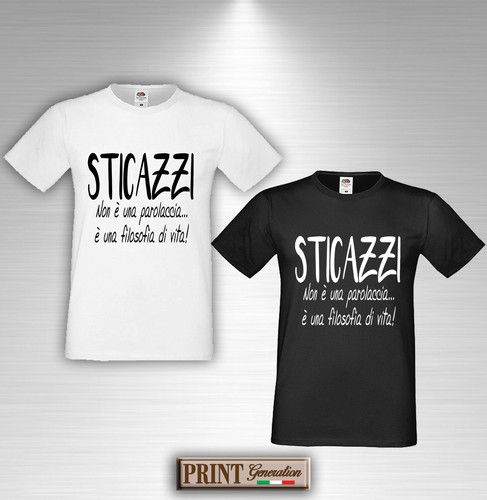 T-Shirt STICAZZI è una filosofia di vita Maglietta Uomo Scritta Frase  Divertente | eBay