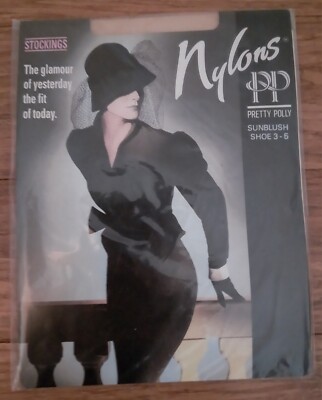 Vintage Pretty Polly Nylons transparente nahtlose Strümpfe Schuhgröße 3-5 1980-1990er