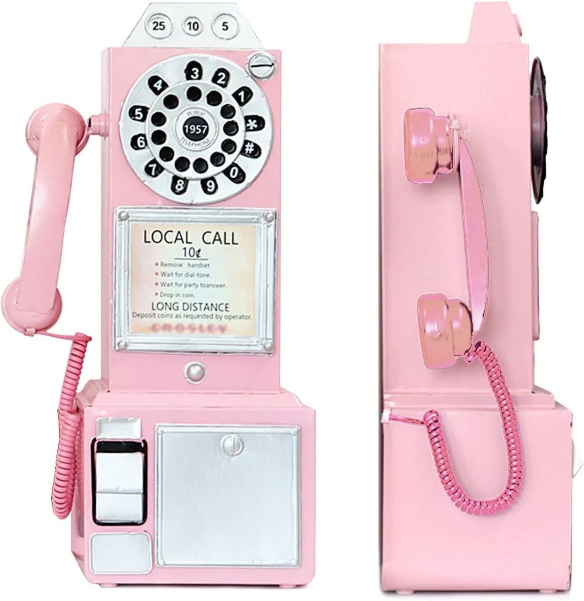 Antique Telephone - Pink Rotary Dial Landline Phone Model Vintage