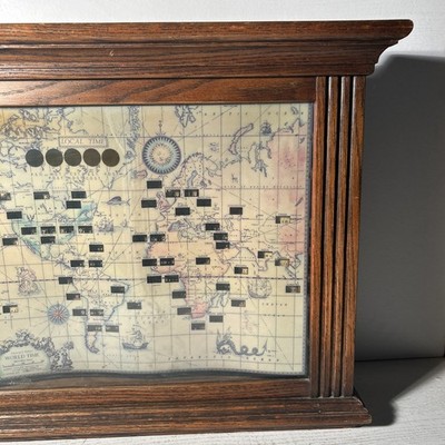 Vtg 1959 Howard Miller World Time Zone Lighted Oak Wall