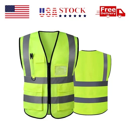 Safety Work Vest High Visibility Security Reflective Vest With 5 Pockets XL US video thumbnail