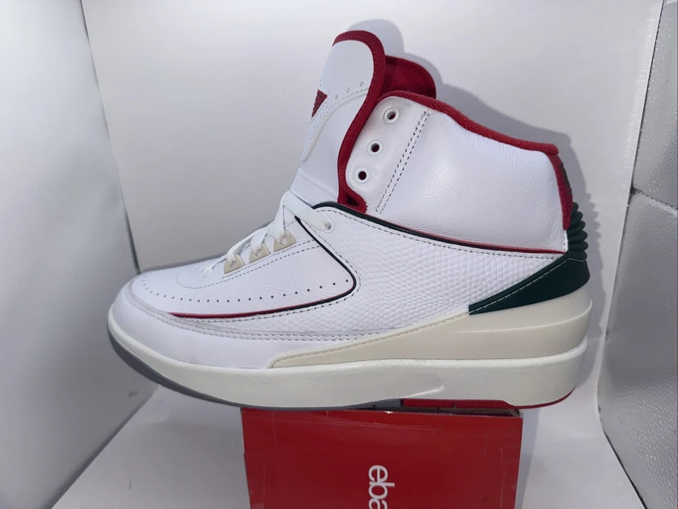 Nike Air Jordan 2 Retro Italy Origins White/ Fire Red-Sail Size 9 Men’s Sneakers - Bild 4 von 4