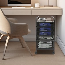 5-Drawer Rolling Storage Cart, Utility Cart with Drawers, Black Metal Craft Cart