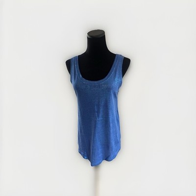 Sandro Tank Top shinny royal blue size 2 FR medium US linen