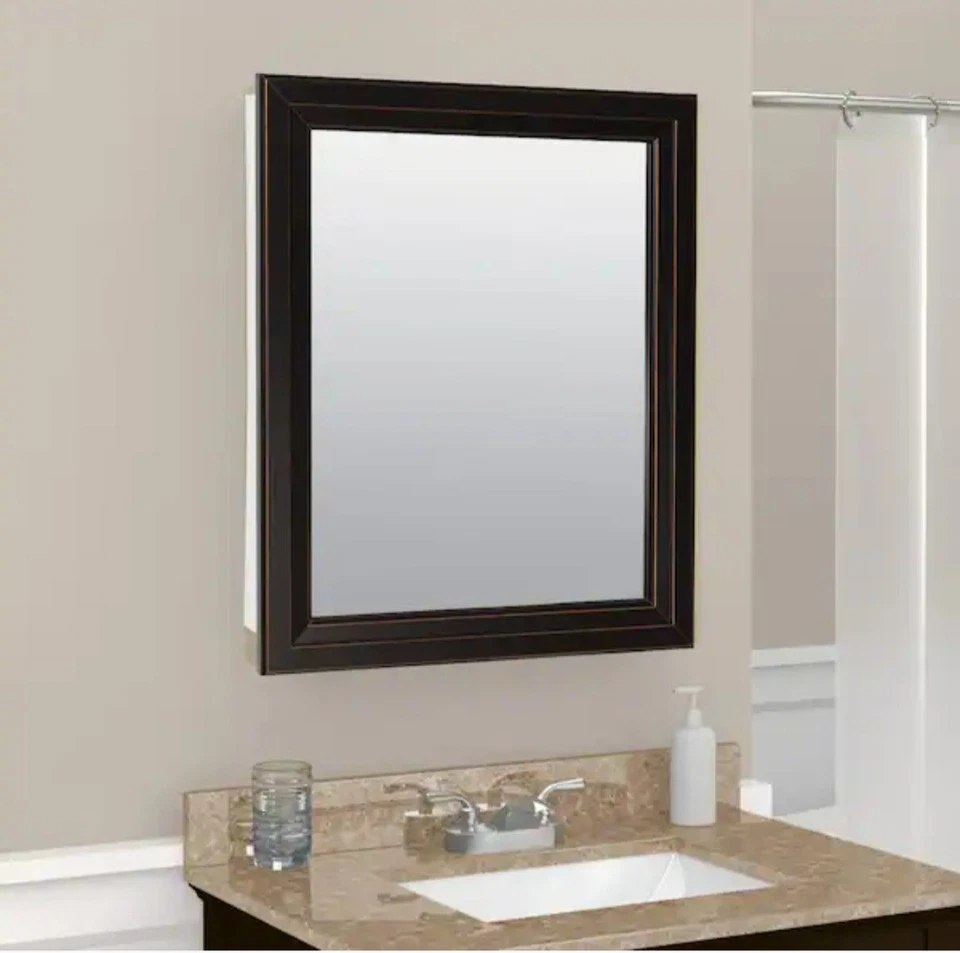 Zenith 青铜嵌入式/表面 24-1/2 英寸宽 x 30-1/2 英寸 H 浴室医用柜 M — 第 3/4 张图片