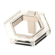 AS-IS 1-7/8" Hex Knob Polished Nickel and Clear Acrylic