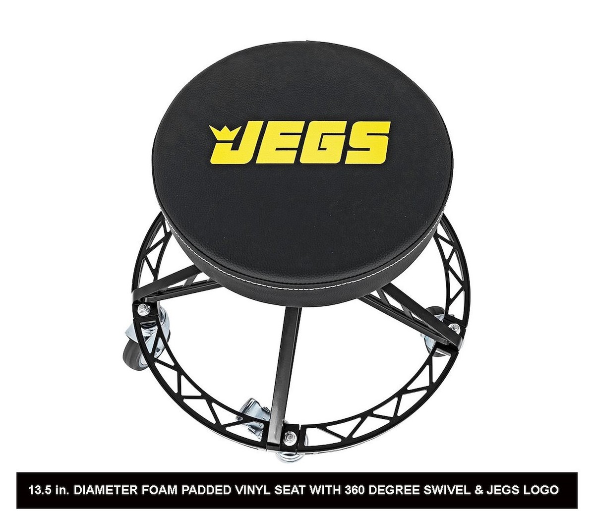 JEGS Heavy-Duty Rolling Shop Stool 300 lb. Capacity 13.5 in. Foam