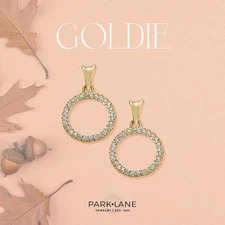 Park Lane GOLDIE In Gold 1 Inch Pave Crystal Ring Stud EARRINGS Retail $68