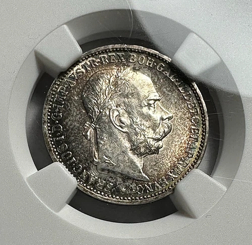 1893 Austria One 1 Corona NGC MS62 Original Tone