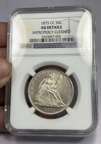 1875 CC Seated Liberty Half Dollar NGC AU DETAILS Improperly Cleaned