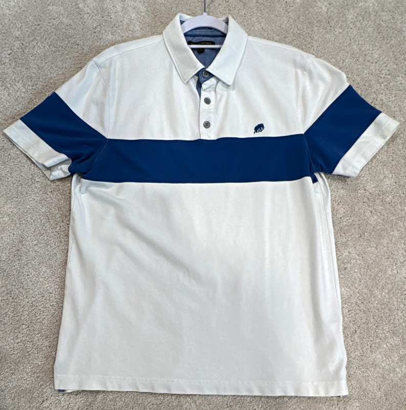Banana Republic Slim Fit Men's Polo Shirt Large - White/Navy Blue