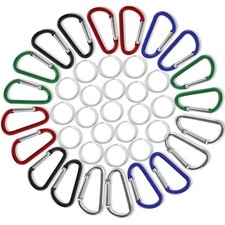 20 pcs Carabiner Clip Keychain 1.8 Aluminum D-Spring Keychains Hooks Small Ke...