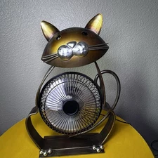 Cat Fan Art Deco Feline Table Fan Electric 1 Speed Office Decor