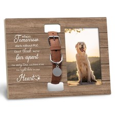 Dog Cat Pet Memorial Picture Frame with Collar Holder, Pet Cat Dog Memorial L...