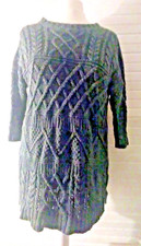 ** SALE REDUCED TO £1 ** GREY THICK 3/4 SLEEVE MINI JUMPER DRESS UK 12-14 L:32"