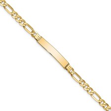 10k Yellow Gold Figaro Link Chain ID Bracelet 8" 5.11gm