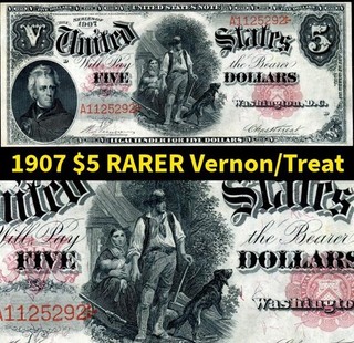 HGR SUNDAY 1907 $5 Woodchopper ((RARER Vernon/Treat)) HIGH GRADE
