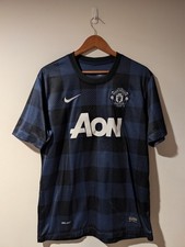 Vtg 2012 Manchester United Nike Dri-Fit Soccer Jersey Aon Mens Large Gingham