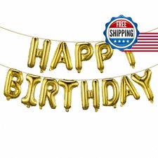 WESTGO Gold Happy Birthday Balloons Banner 16 Inch Mylar Foil Letters