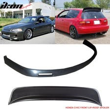 Fits 92-95 Honda Civic Hatchback Bys Style Front Bumper Lip Pu Roof Spoiler