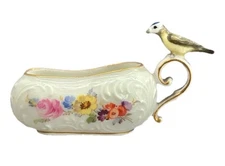 MEISSEN VERY RARE MINIATURE BOURDALOUE WITH A BLUE TIT BIRD HANDLE C1800S