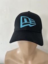 New Era Stitched Logo Black/Aqua 39Thirty Fitted Medium/Large -FREE Shipping
