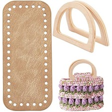 Crochet bag making kit, 7 x 3 inch oval leather bottom shaper pad with