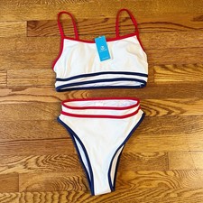 Cupshe Red, White Blue Bralette High Waisted Bikini NEW Size Small/XS