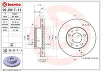 2X Brembo Bremsscheibe 09.D017.11 FüR CitroËN Passend FüR Fiat Peugeot