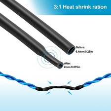 25ft 3:1 Ratio Heat Shrink Tubing Adhesive Lined Waterproof Wrap Insulation 1/4"