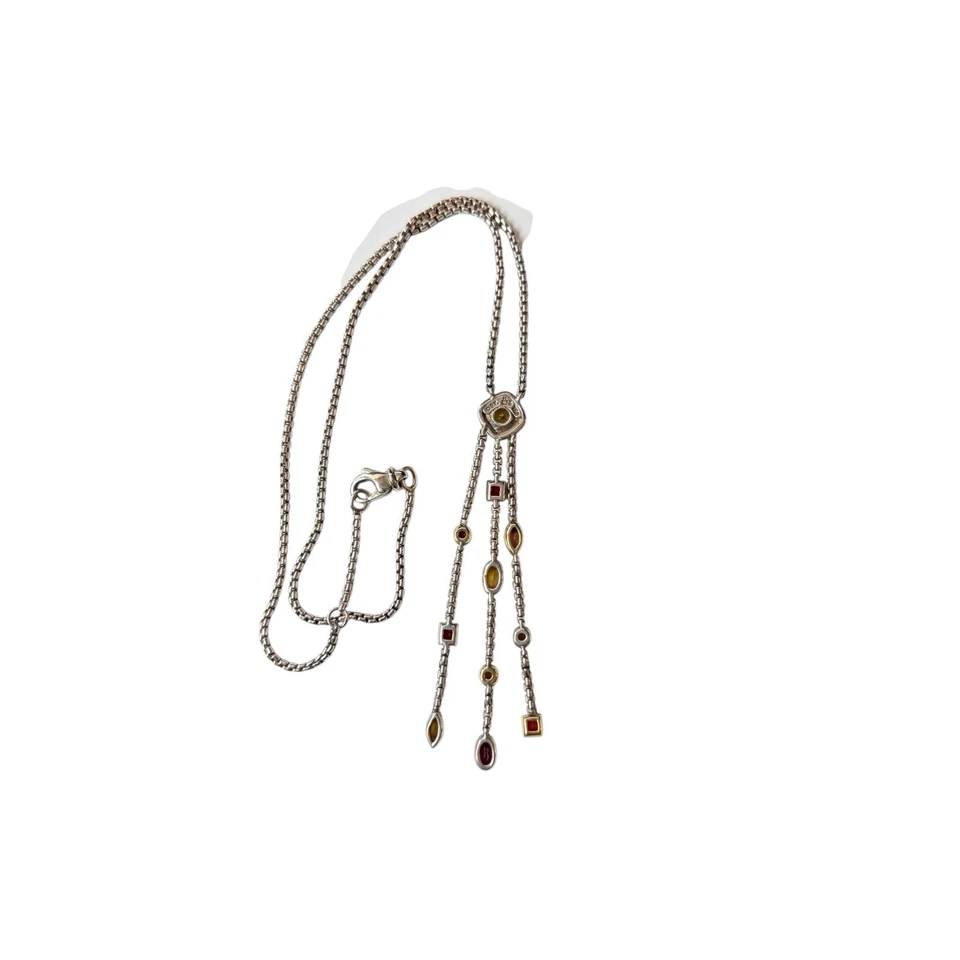 Collar lavalier confeti multipiedra David Yurman plata y oro amarillo Foto 2 de 4