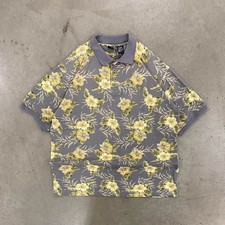 Vintage Ocean Pacific Hawaiian Floral Polo Shirt Size Large