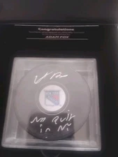 Fanatics New York Rangers ADAM FOX Signed Inscribed  No Quit In NY Hockey Puck