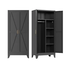 Metal armoire Wardrobe Closet with Hanging Rod,71'' Metal Wardrobe Cabinet