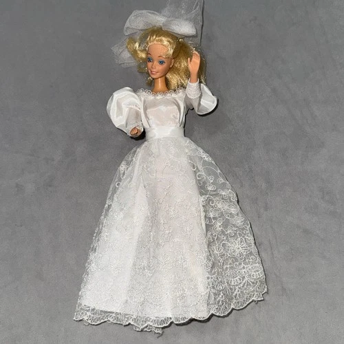 Vintage Mattel Barbie 12" Blonde Fashion Doll in Wedding Dress Philipines 1966
