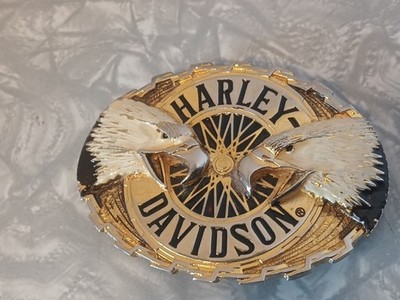 Vtg Harley Davidson Double Screaming Eagle Metal Belt Buckle Raintree USA Made