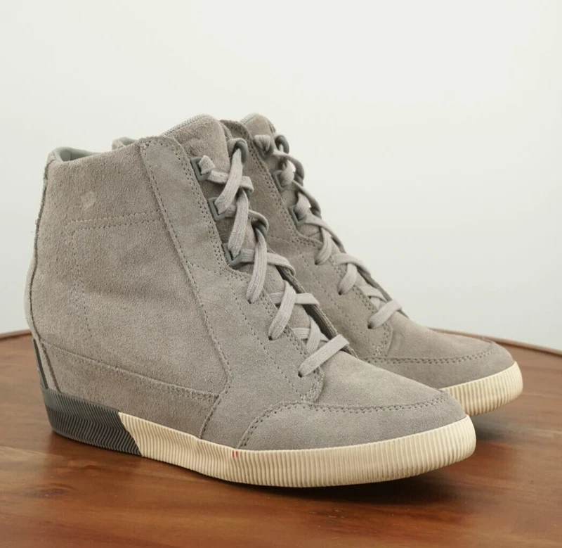 sorel out n about hidden wedge lace up suede shoes