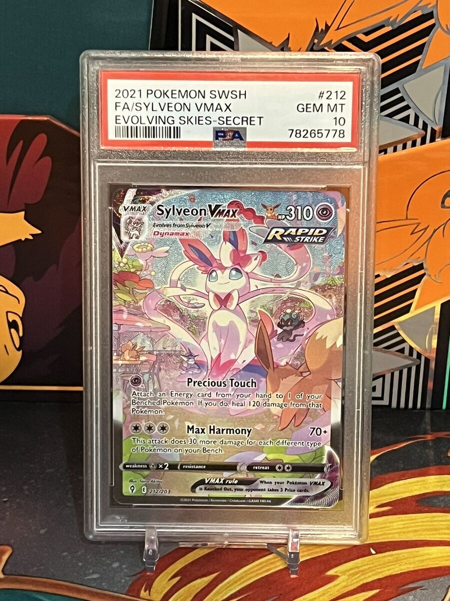 PSA 10 Gem Mint Sylveon Vmax Alt Art 212/203 Evolving Skies PSA 10 Gem Mint Sylveon Vmax Alt Art 212/203 Evolving Skies