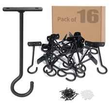 16Pcs 6in Plant HooksCeiling Hooks for Hanging PlantsDecoration Wall Hook Black