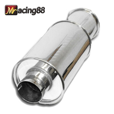 2 '' Euro Style Exhaust Muffler Round-Shaped Silver Power Coated N1 New Brand