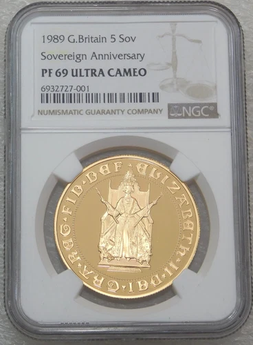 1989 Great Britain Gold 5 Sovereign NGC PF69 Ultra Cameo Just Graded #R11