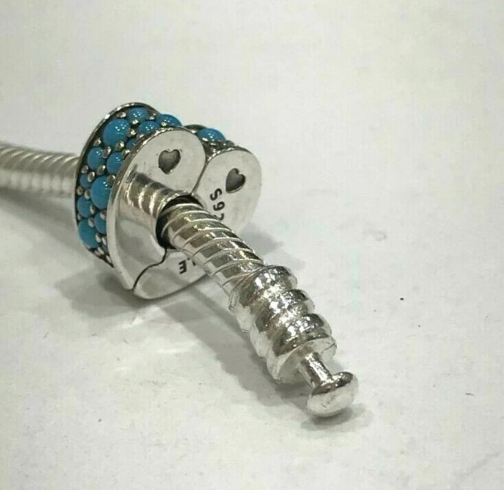 NEW Genuine Pandora Arcs Of Love Charm 797227NYA Heart Turquoise Clip Fixed Blue - Image 2 of 4
