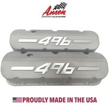 Big Block Chevy 496 Tall Valve Covers Raised Logo - Bead Blast - Ansen USA
