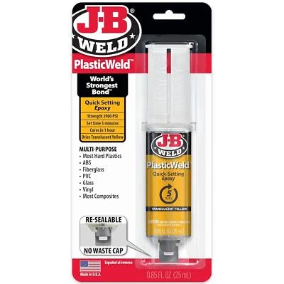 J-B WELD JB Weld Plastic Clear Glue Quick-Setting Epoxy Ceramic Metal Glass 25ml Yellow