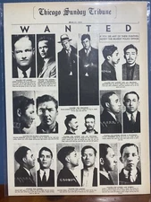 VINTAGE NEWSPAPER HEADLINE ~ CHICAGO MOST WANTED MUGSHOTS 1934 MURDER ROBBERY