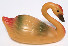 VTG Viscoloid Company celluloid 3 1/4" long Yellow /Red/ Green swan figure/toy