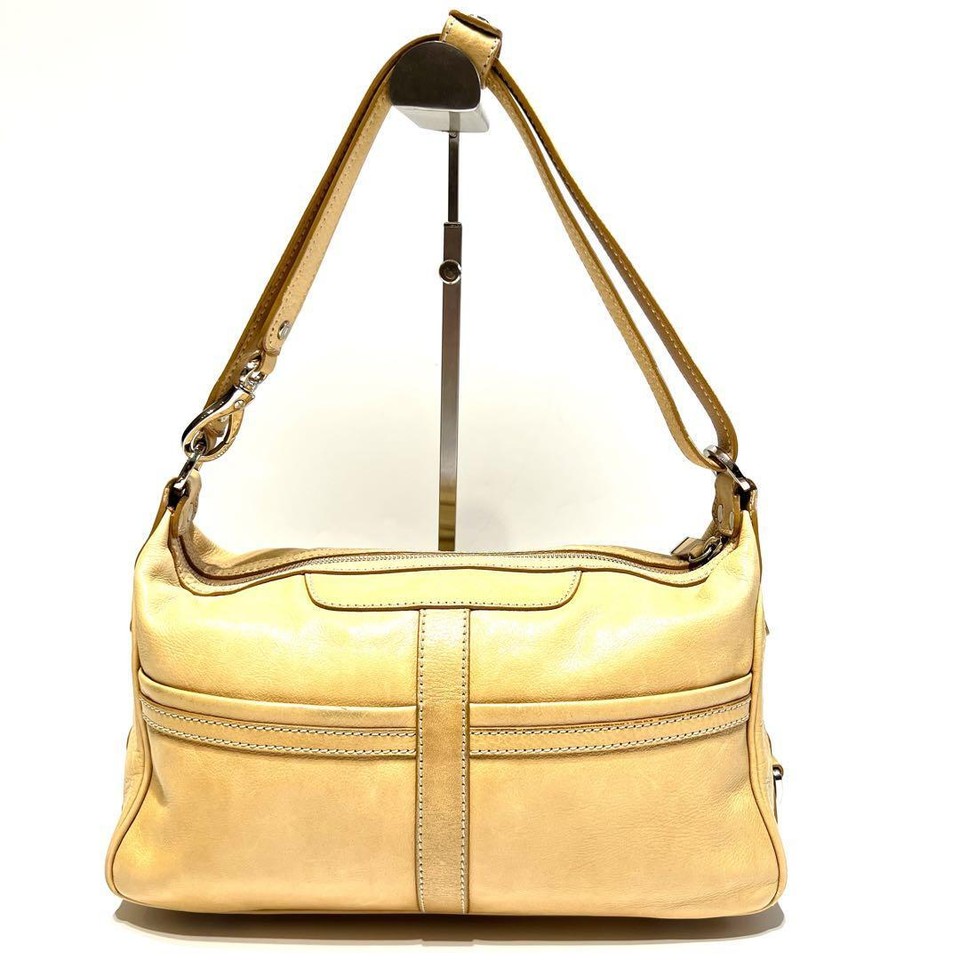 Tod's Tote Bag Women's Shoulder Bag Embossed Logo Leather Beige 009959K