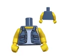 Lego Minifigure  Torso Shirt Torn Off Sleeves, Buttons on Pockets Torso Inv 1