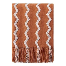 Fluffy Chenille Knitted Fringe Throw Blanket Lightweight Soft Cozy for Bed So...